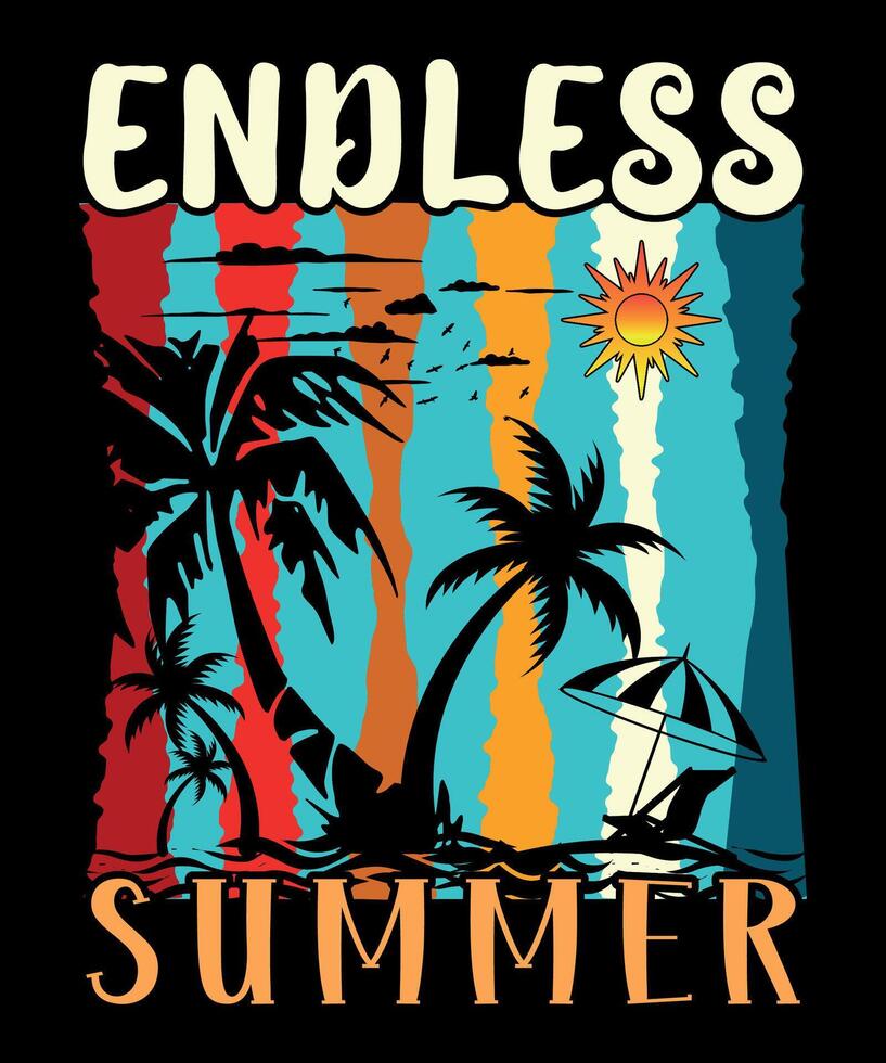 Endless Summer- Summer vintage t shirt design vector