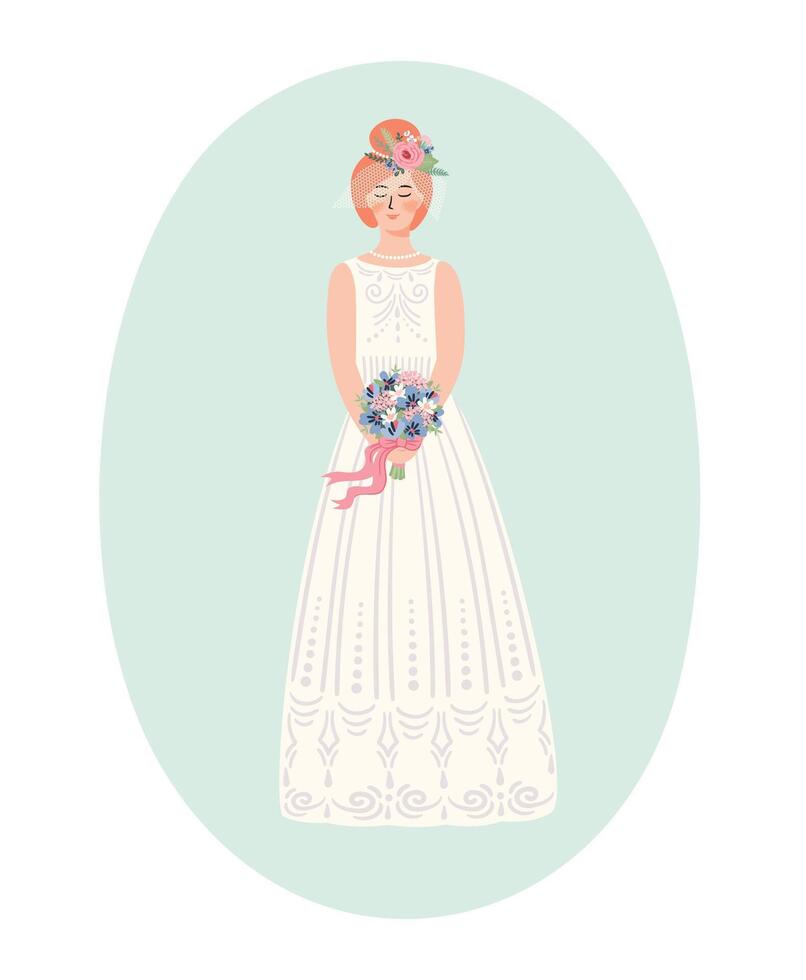 Cute bride. isolated illustration. Design element for wedding concept and other uses vector