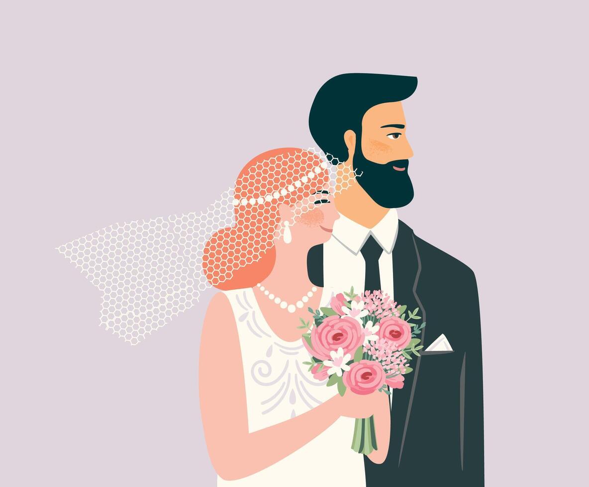 Bride and groom. isolated illustration. Design element for wedding concept and other uses vector