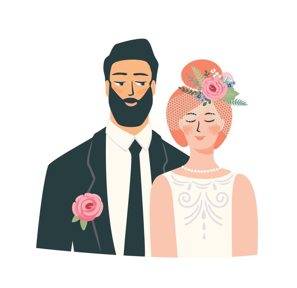 Bride and groom. isolated illustration. Design element for wedding concept and other uses vector