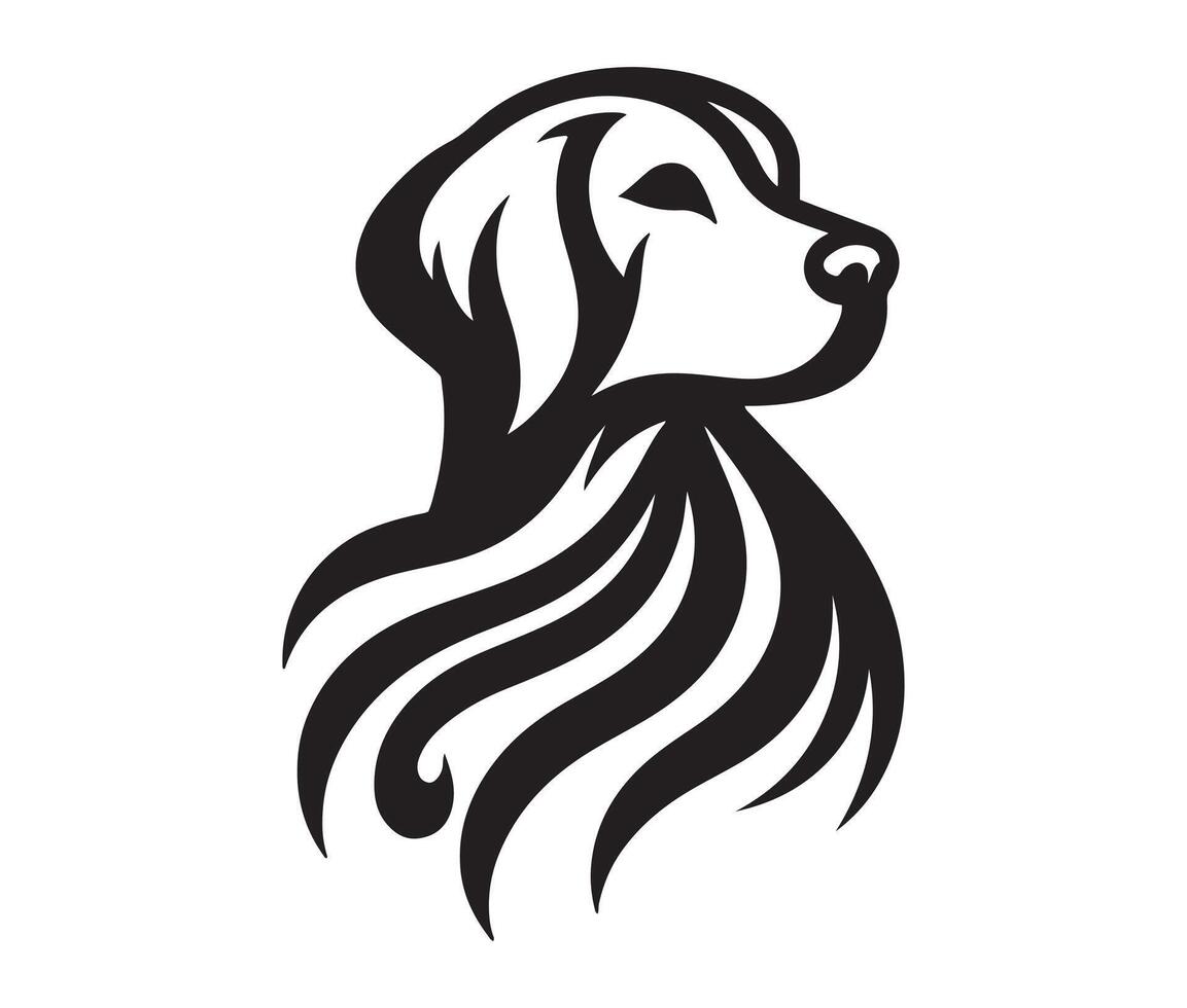 black silhouette of a dog logo isolated on a white background. vector