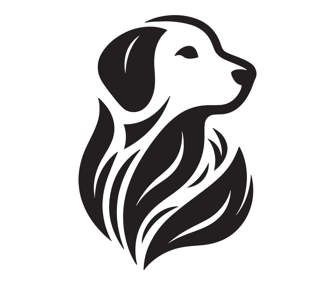black silhouette of a dog logo isolated on a white background. vector
