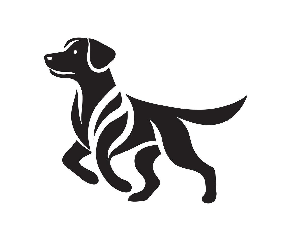 black silhouette of a dog isolated on a white background. vector