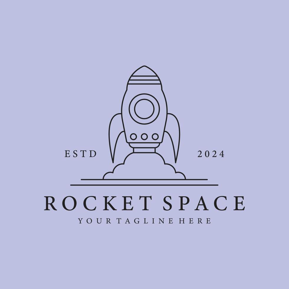 logo rocket space line art simple logo illustration design vector