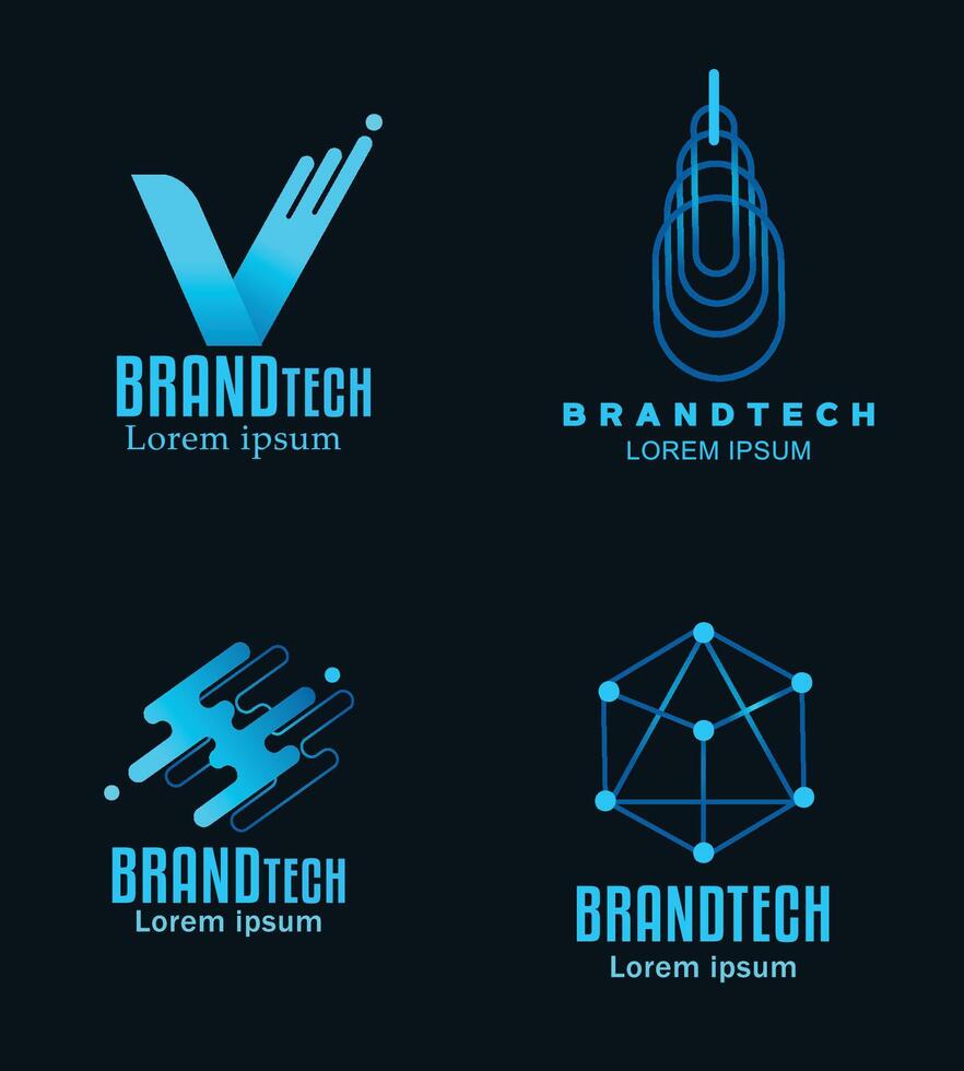 gradient technology logo template collection vector