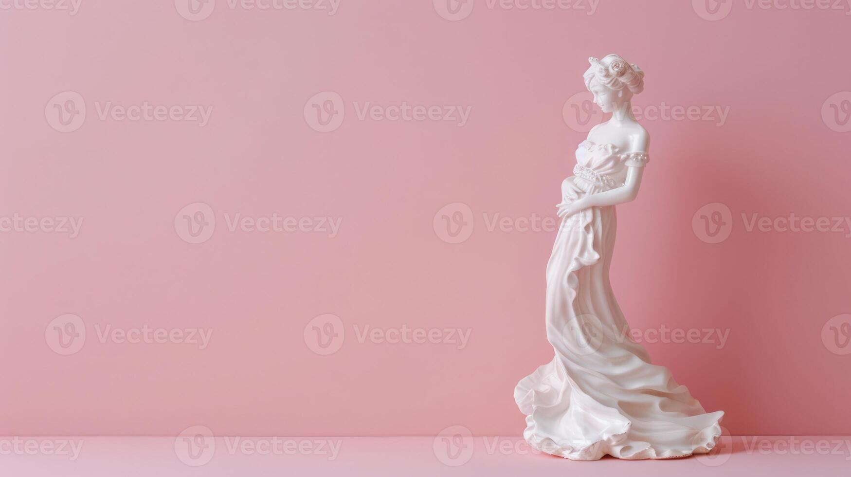 Blush background featuring a porcelain figurine, perfect for copyspace photo
