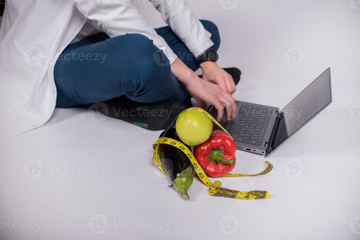 healthy eating and diet concept - natural food on table . Healthy food, diet, vegetables. photo