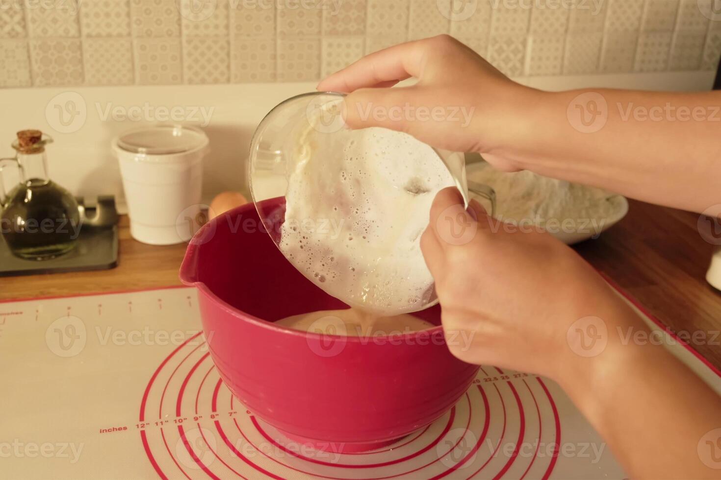 the process of making buns. flour . eggs . chocolate. tremble. dough milk . salt . photo