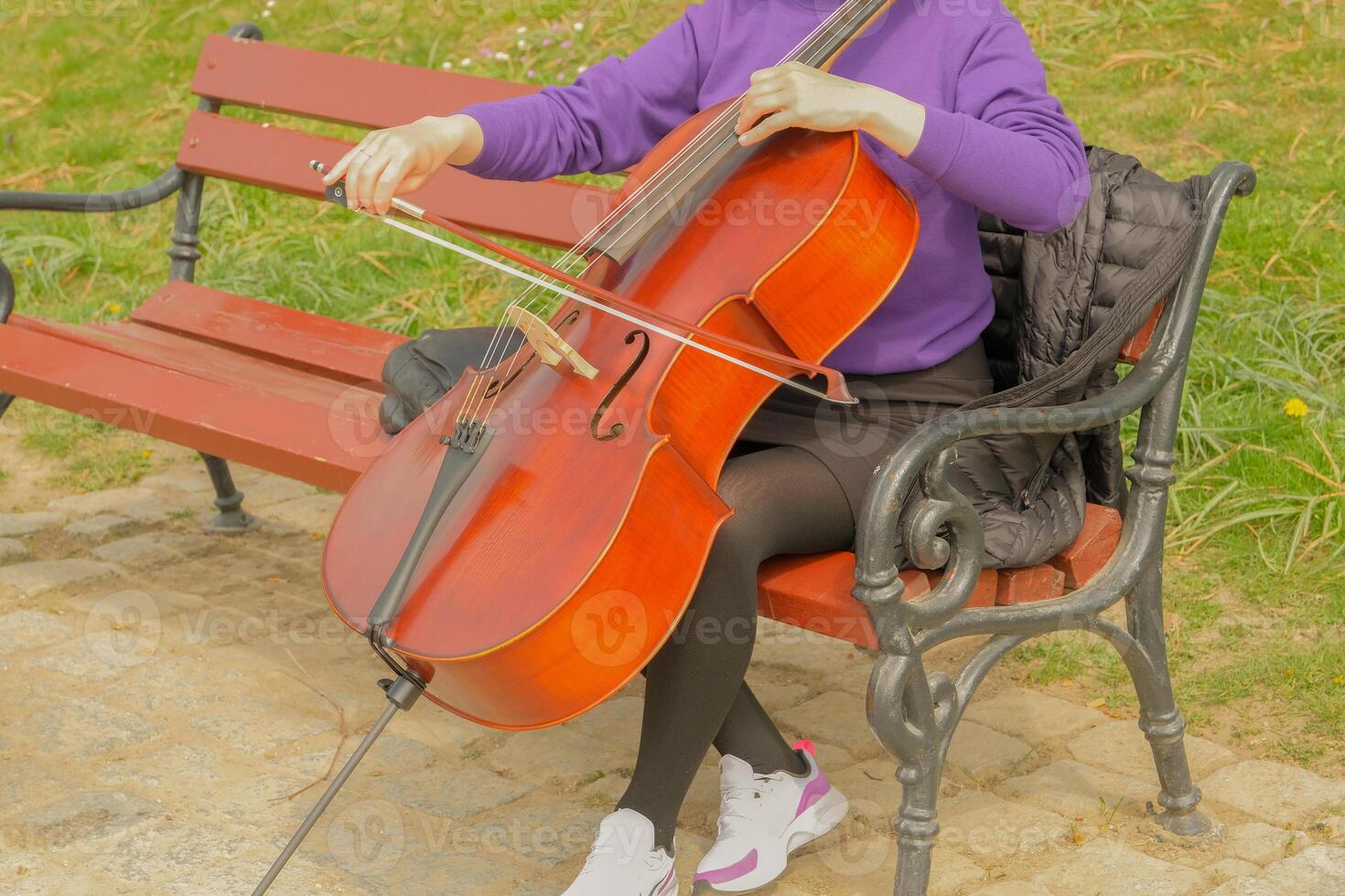 street music. girl playing the cello photo