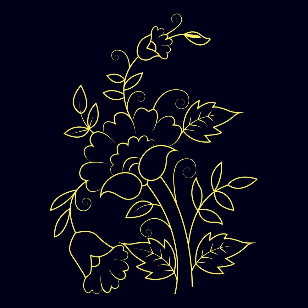 Hand drawn flat design simple flower outline vector
