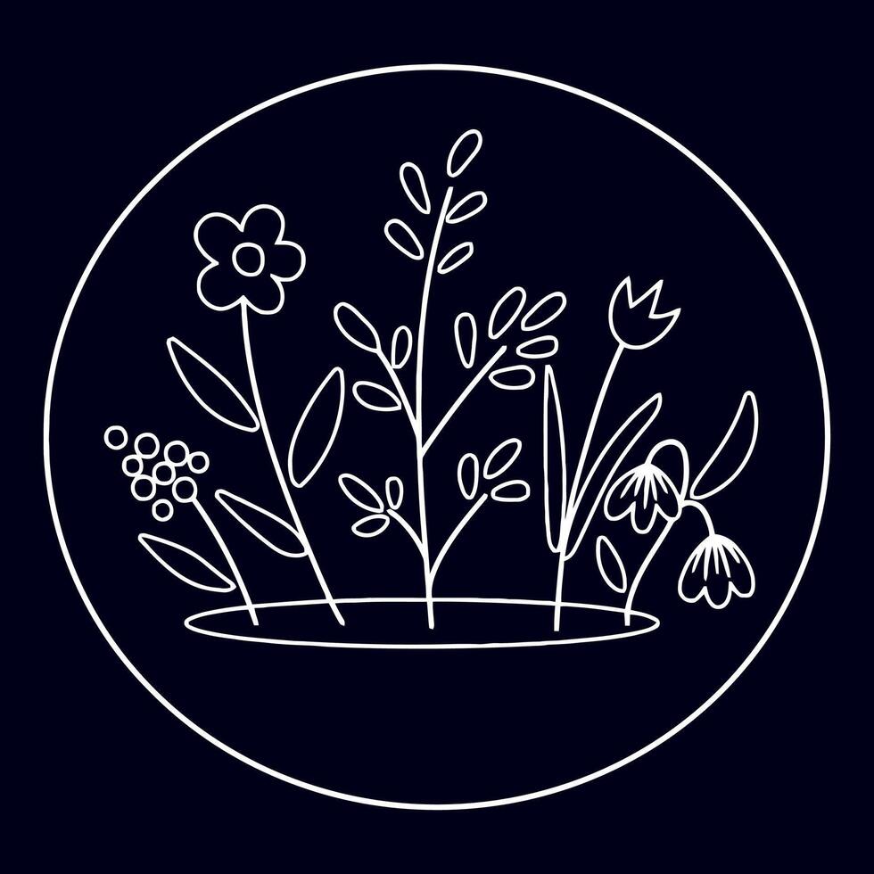 Hand drawn flat design simple flower outline vector