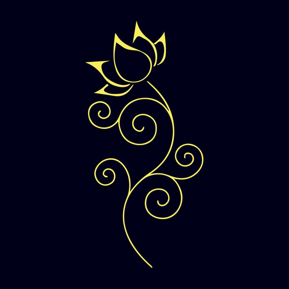 Hand drawn flat design simple flower outline vector