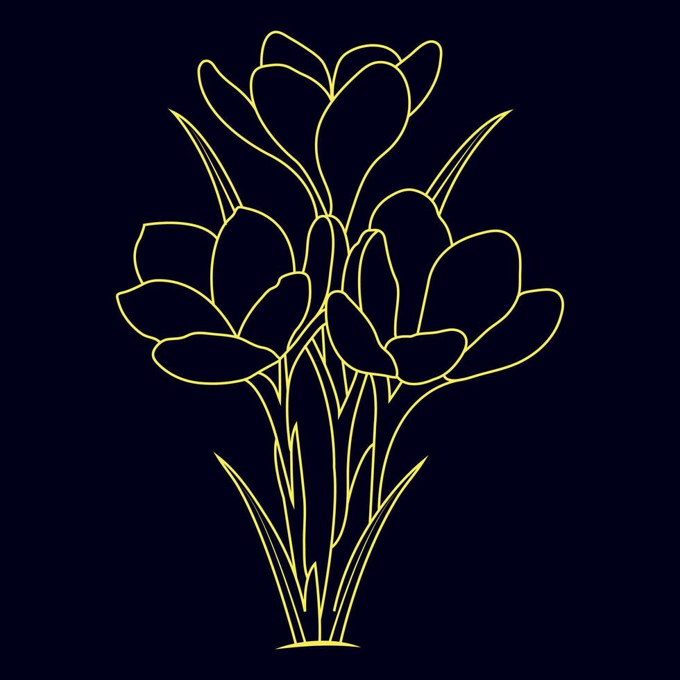 Hand drawn flat design simple flower outline vector