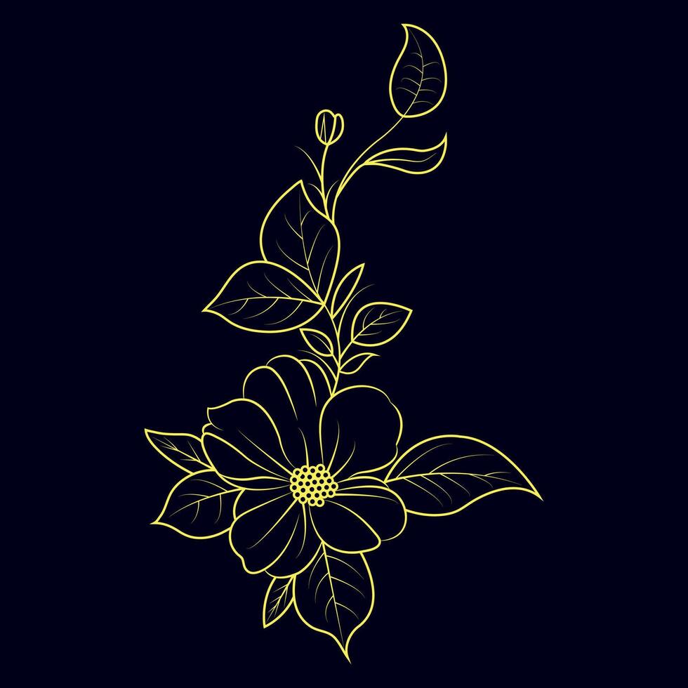 Hand drawn flat design simple flower outline vector
