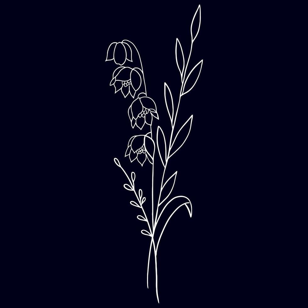 Hand drawn flat design simple flower outline vector