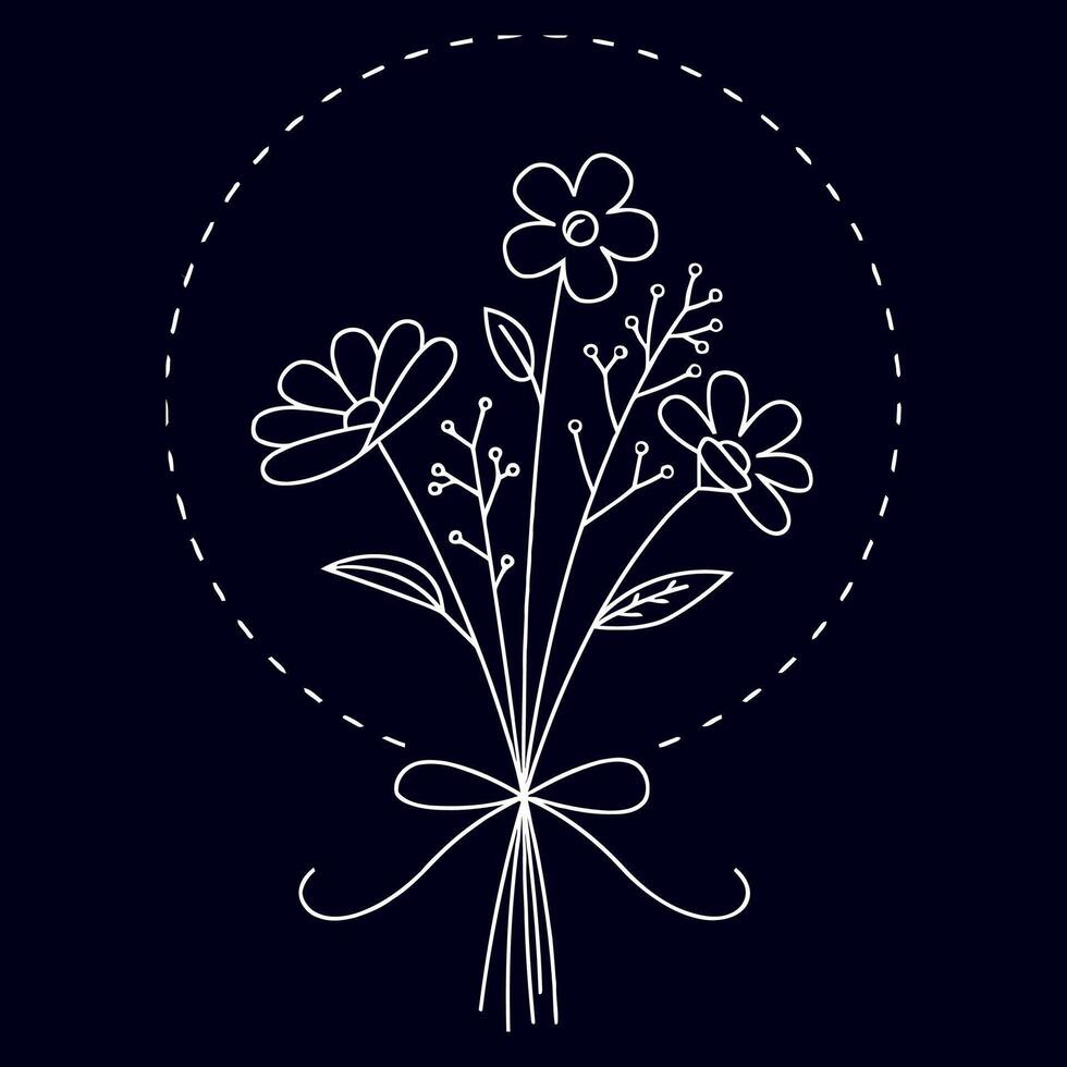 Hand drawn flat design simple flower outline vector
