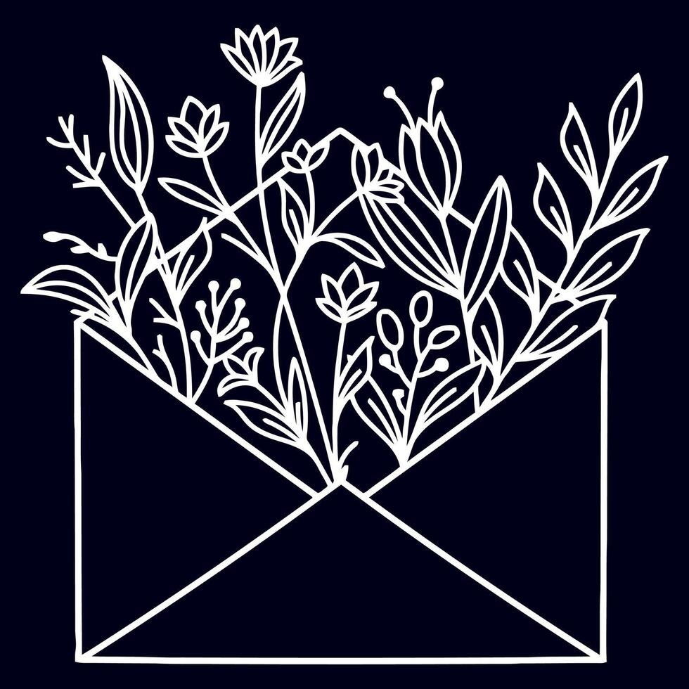 Hand drawn flat design simple flower outline vector