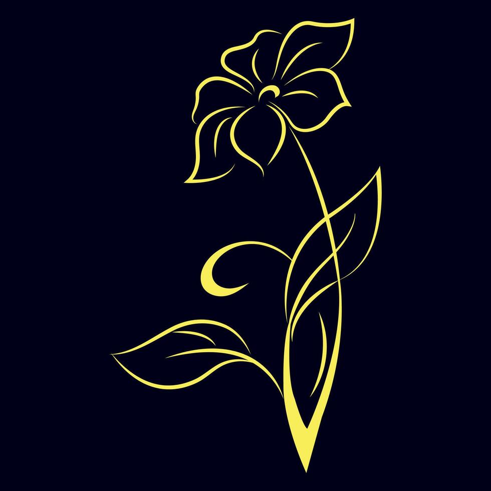 Hand drawn flat design simple flower outline vector