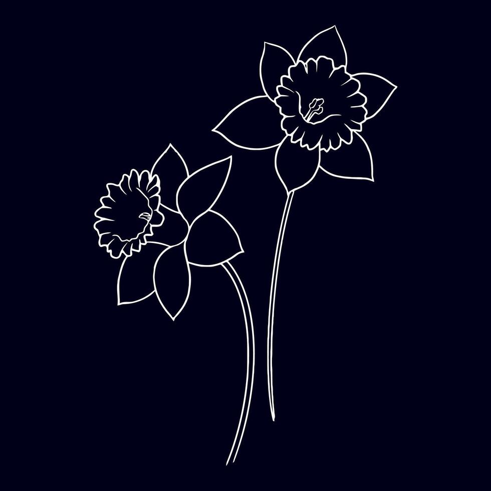 Hand drawn flat design simple flower outline vector