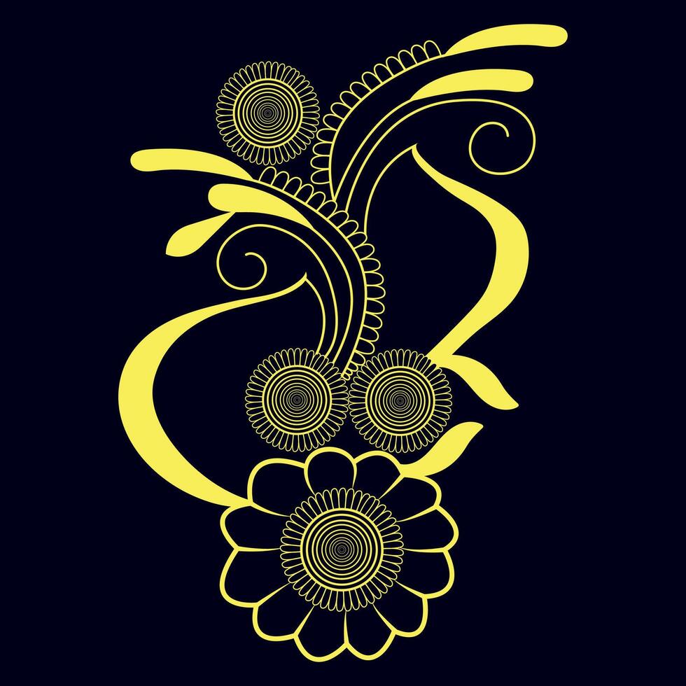 Hand drawn flat design simple flower outline vector