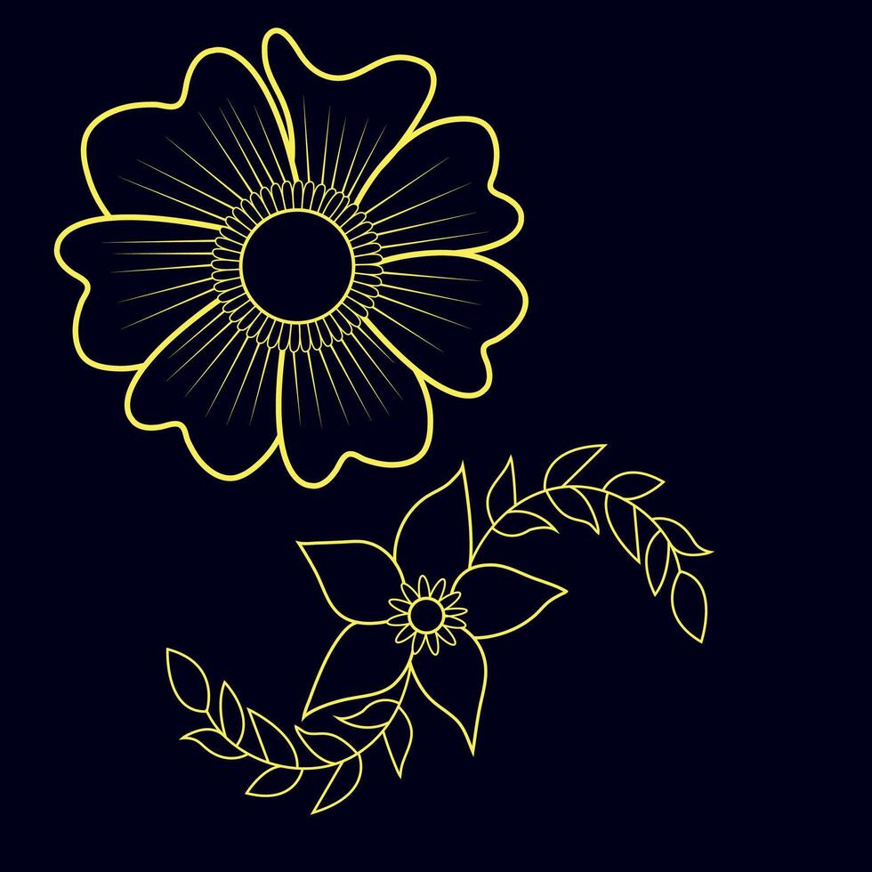 Hand drawn flat design simple flower outline vector