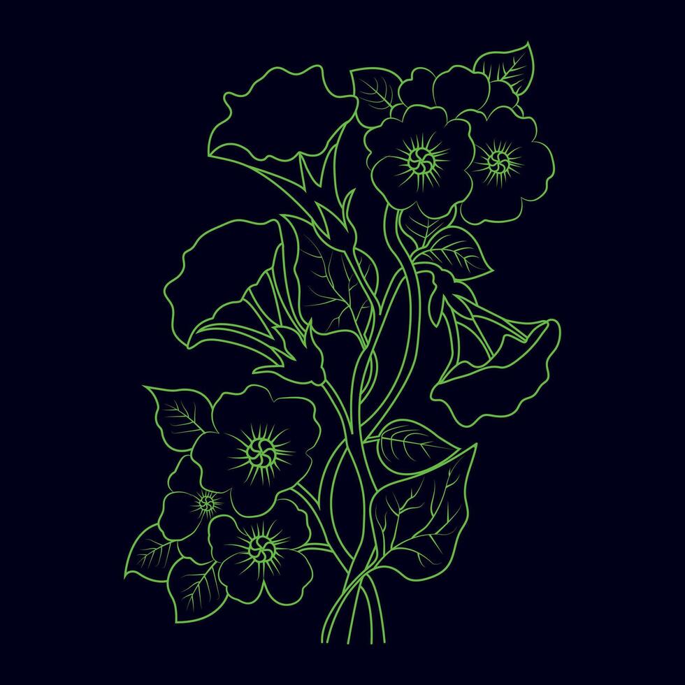 Hand drawn flat design simple flower outline vector