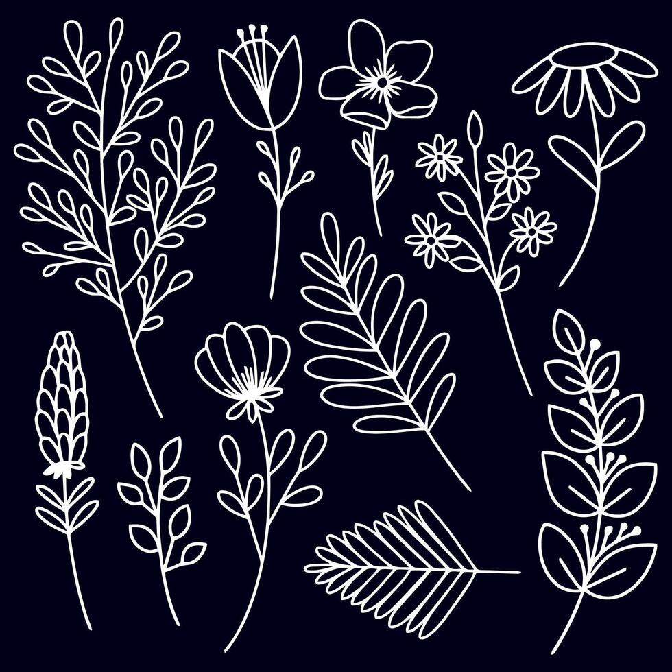 Hand drawn flat design simple flower outline vector