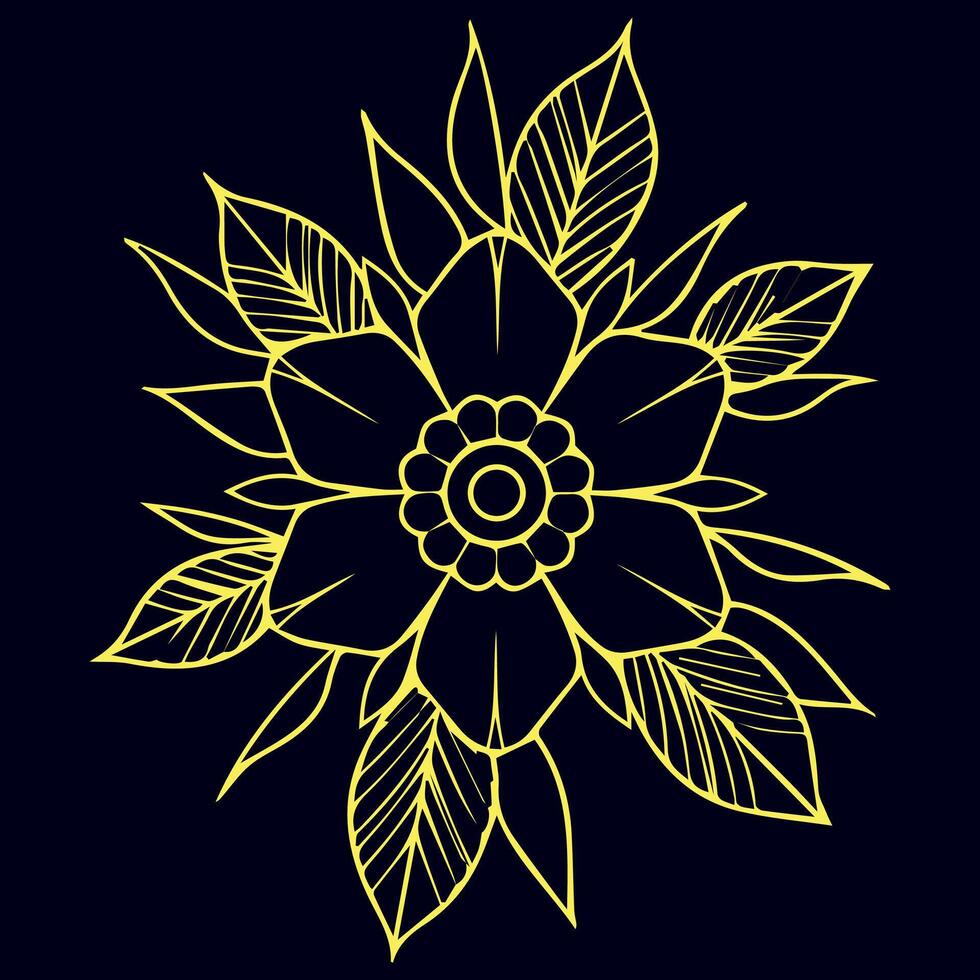 Hand drawn flat design simple flower outline vector