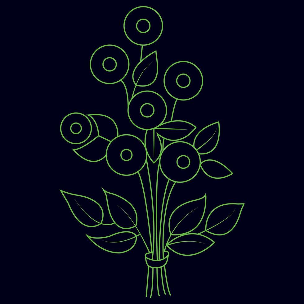 Hand drawn flat design simple flower outline vector