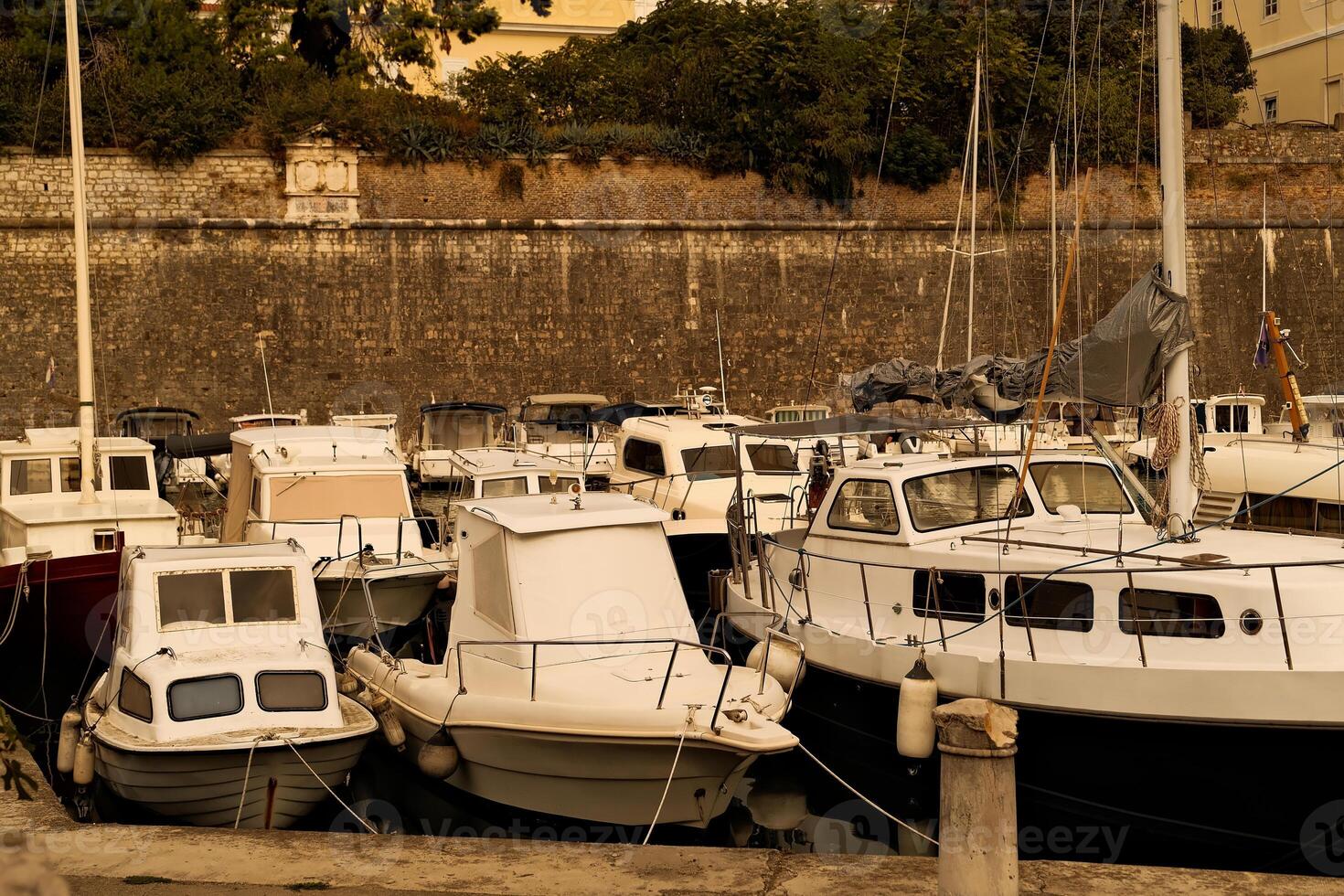 Boats and yachts on the coast of the Adriatic Sea photo