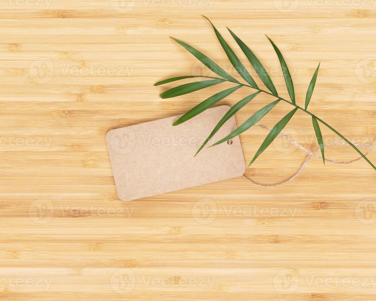 Eco friendly background with empty craft label photo