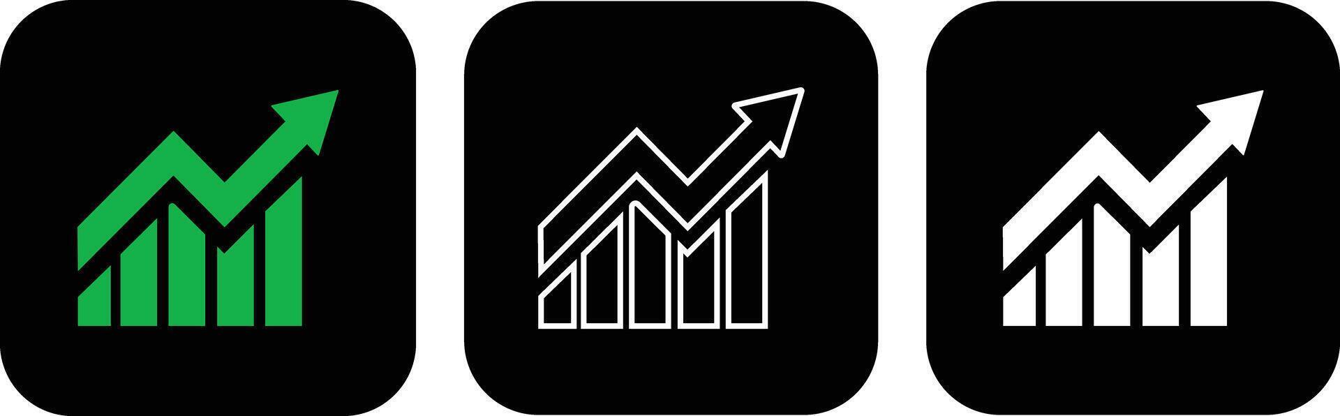 Growing bar graph icon in flat set. for app or web Statistics and analytics, data, charts diagrams, money, Abstract increasing arrow business graph animation isolated on vector