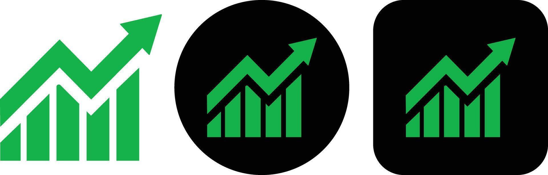 Growing bar graph icon in flat set. for app or web Statistics and analytics, data, charts diagrams, money, Abstract increasing arrow business graph animation isolated on vector