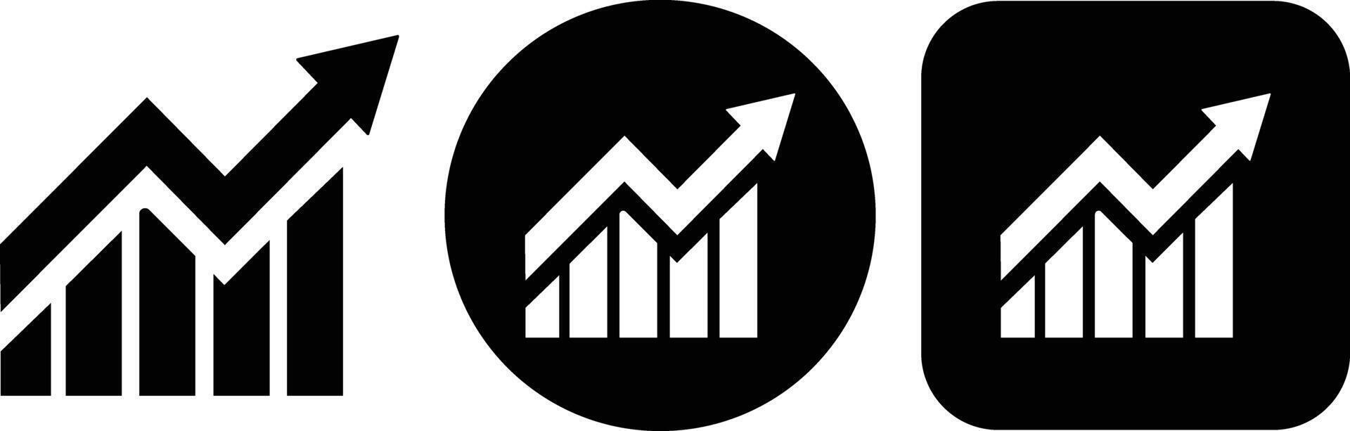 Growing bar graph icon in flat set. for app or web Statistics and analytics, data, charts diagrams, money, Abstract increasing arrow business graph animation isolated on vector