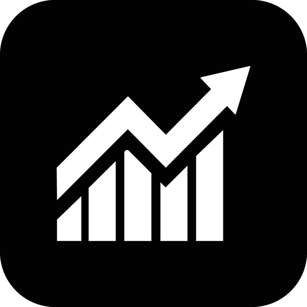 Growing bar graph icon in flat for app or web Statistics and analytics, data, charts diagrams, money, Abstract increasing arrow business graph animation isolated on vector