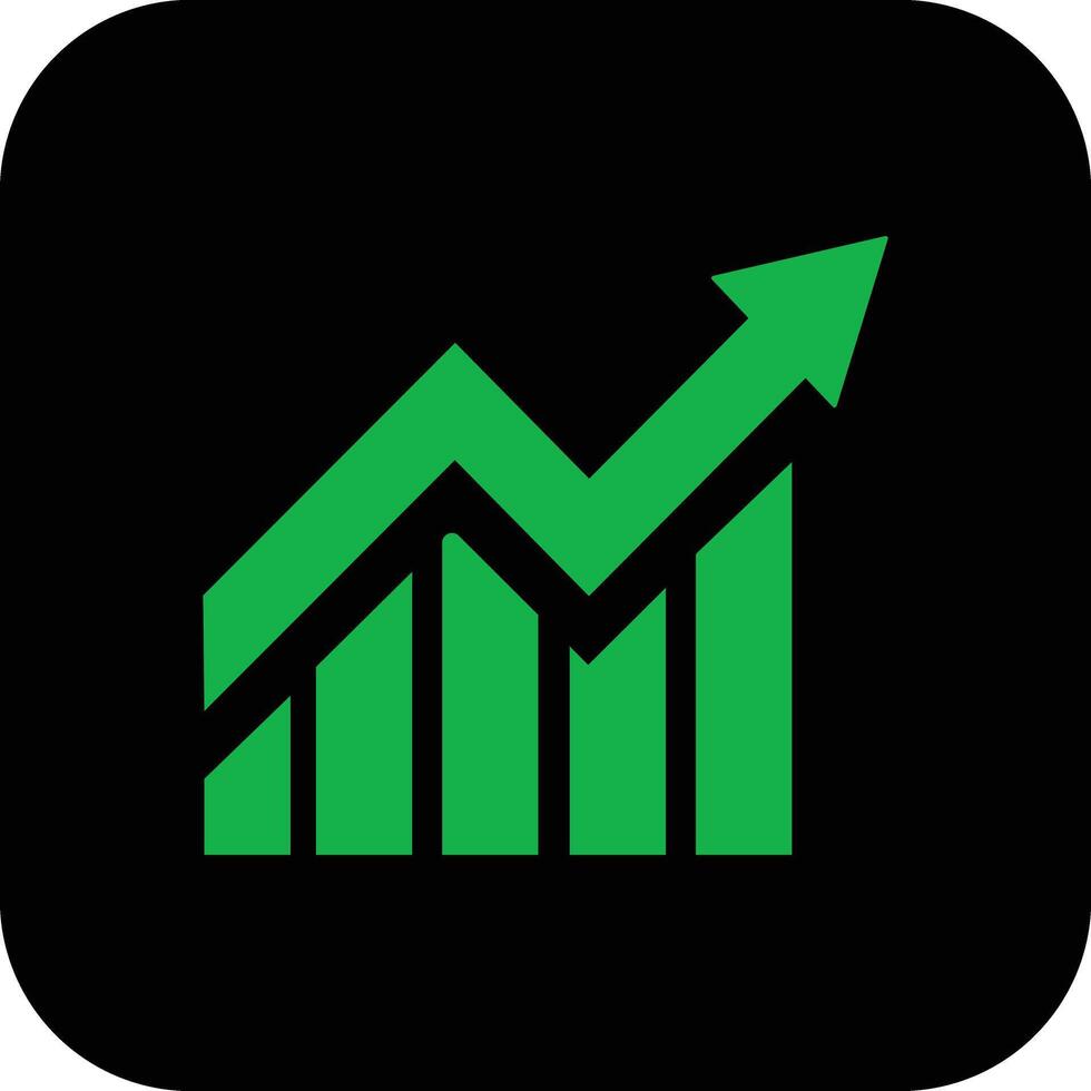 Growing bar graph icon in flat for app or web Statistics and analytics, data, charts diagrams, money, Abstract increasing arrow business graph animation isolated on vector