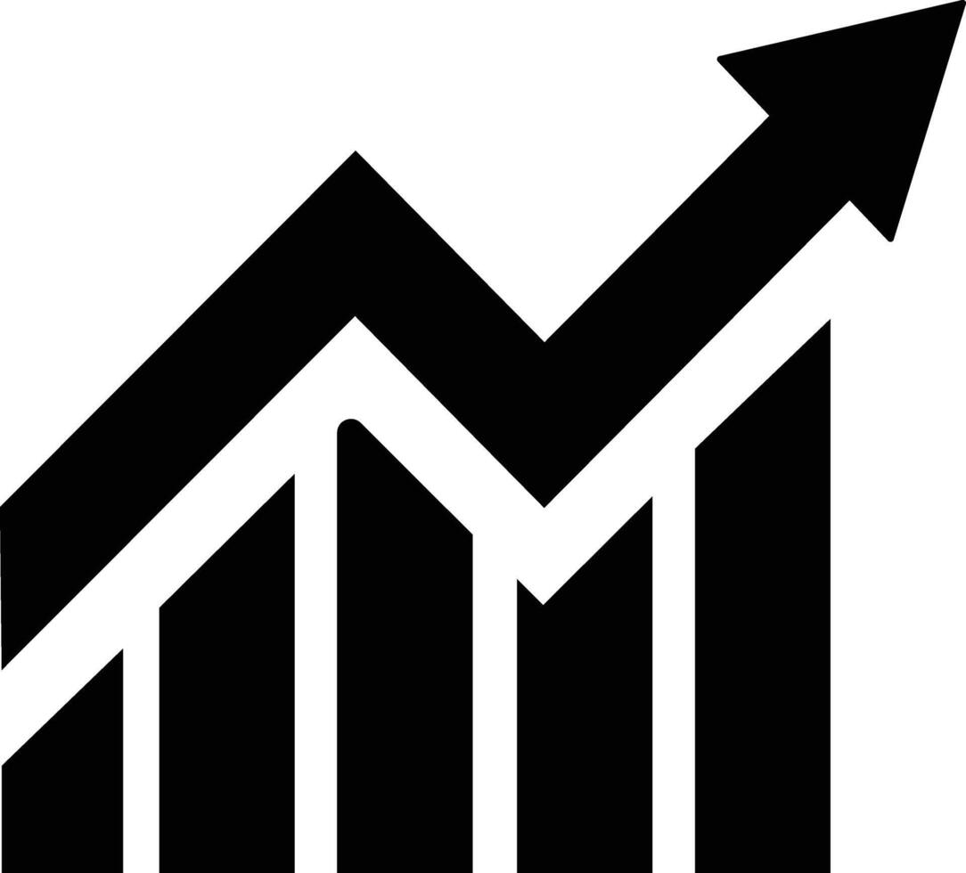 Growing bar graph icon in flat for app or web Statistics and analytics, data, charts diagrams, money, Abstract increasing arrow business graph animation isolated on vector
