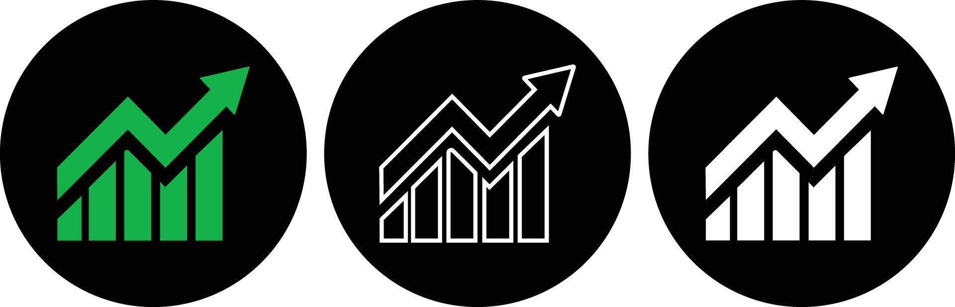 Growing bar graph icon in flat set. for app or web Statistics and analytics, data, charts diagrams, money, Abstract increasing arrow business graph animation isolated on vector