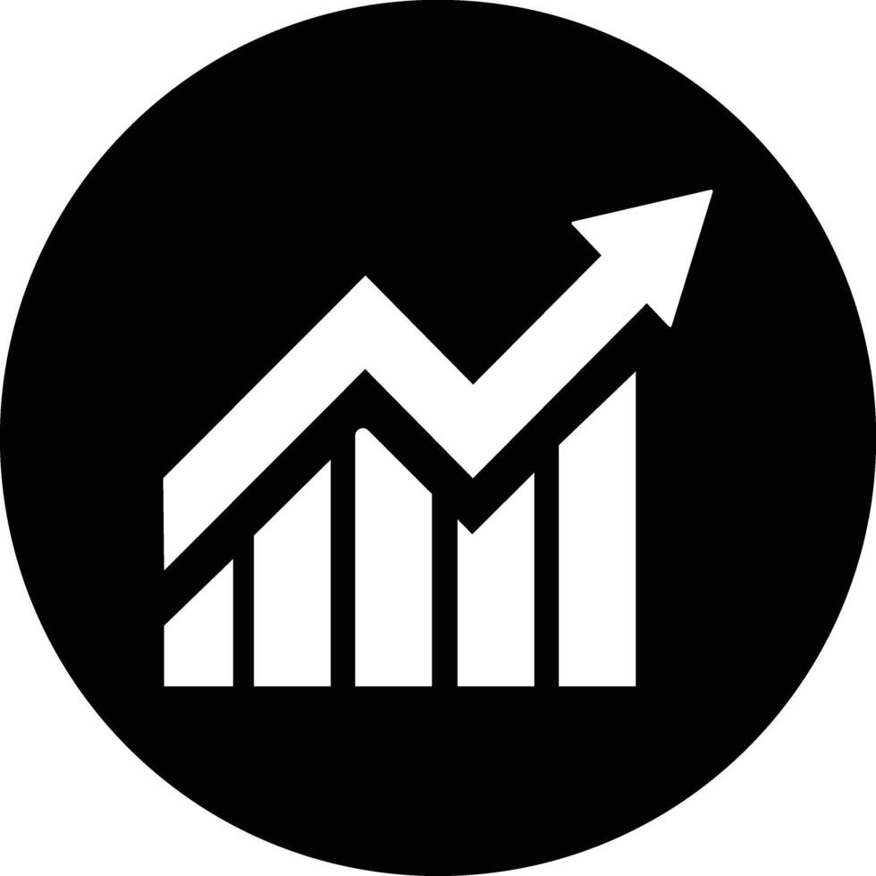Growing bar graph icon in flat for app or web Statistics and analytics, data, charts diagrams, money, Abstract increasing arrow business graph animation isolated on vector