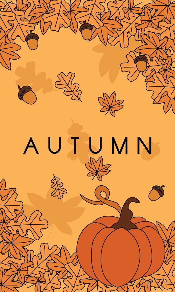autumn pumpkin harvest festival , thanksgiving day, poster outline illustration design vector