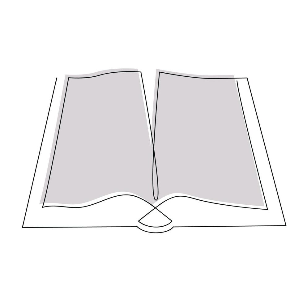 Book in one continuous line in color. One line drawing, minimalism. vector