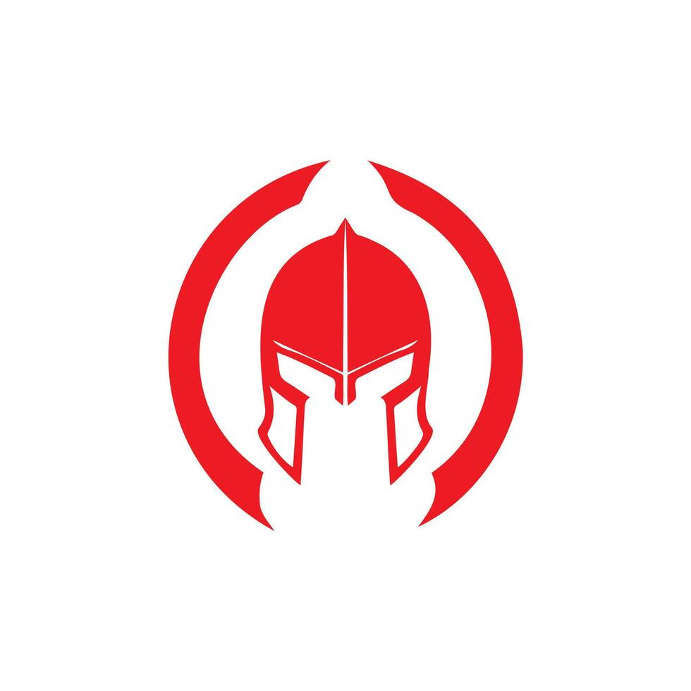 Striking Spartan Helmet Emblem in Bold Red and White vector