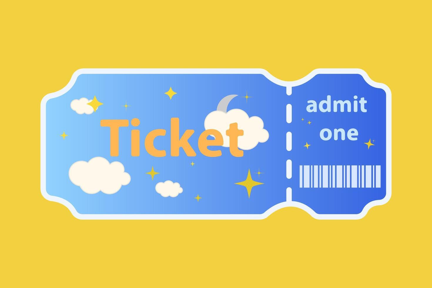 Colorful ticket cartoon style with clouds vector