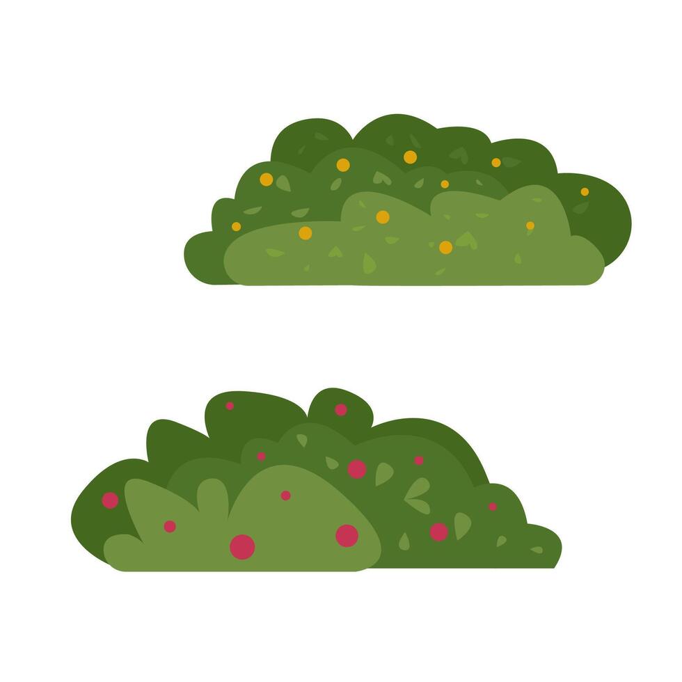 isolated bushes in flat style with berries vector