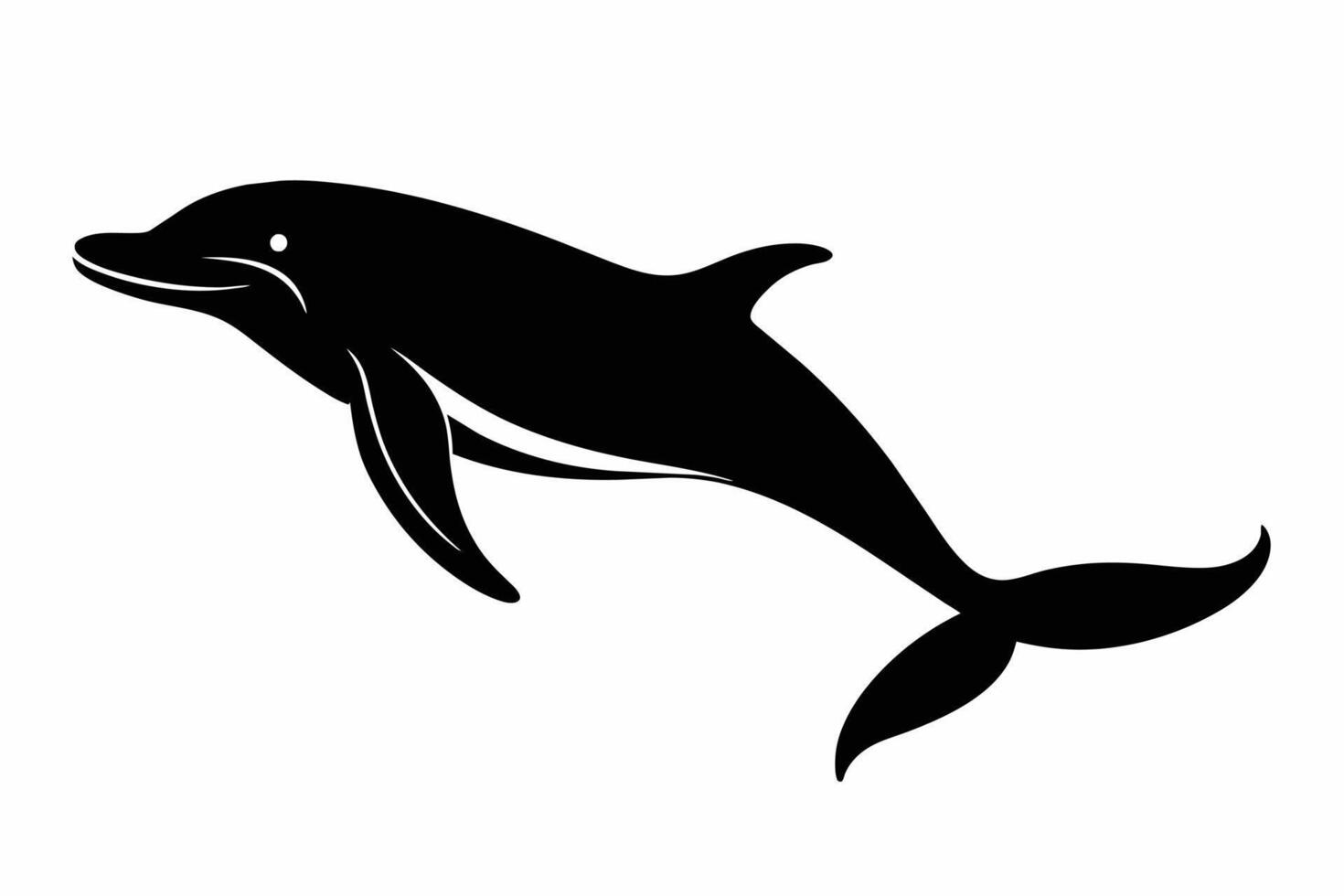 Black silhouette of whale isolated on a white background. Concept of marine animal illustration, minimalist style, ocean life, aquatic creature. Print, icon, logo, graphic design element. vector