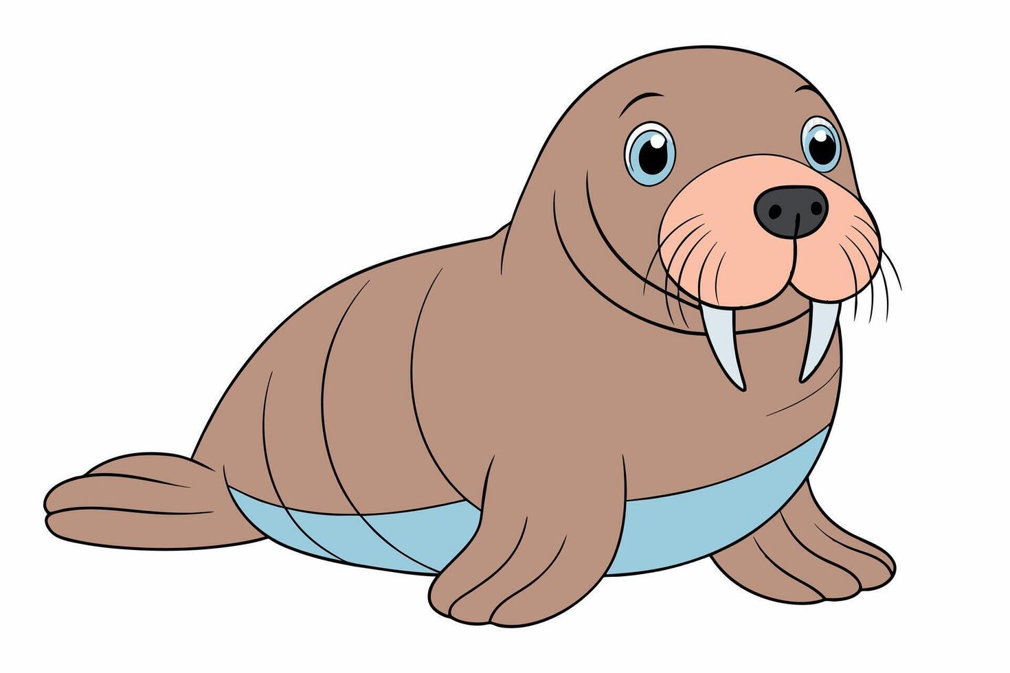 Cartoon illustration of a walrus isolated on a white background. concept of marine life, wild animal illustration, and arctic wildlife. print, icon, logo, element for design. vector