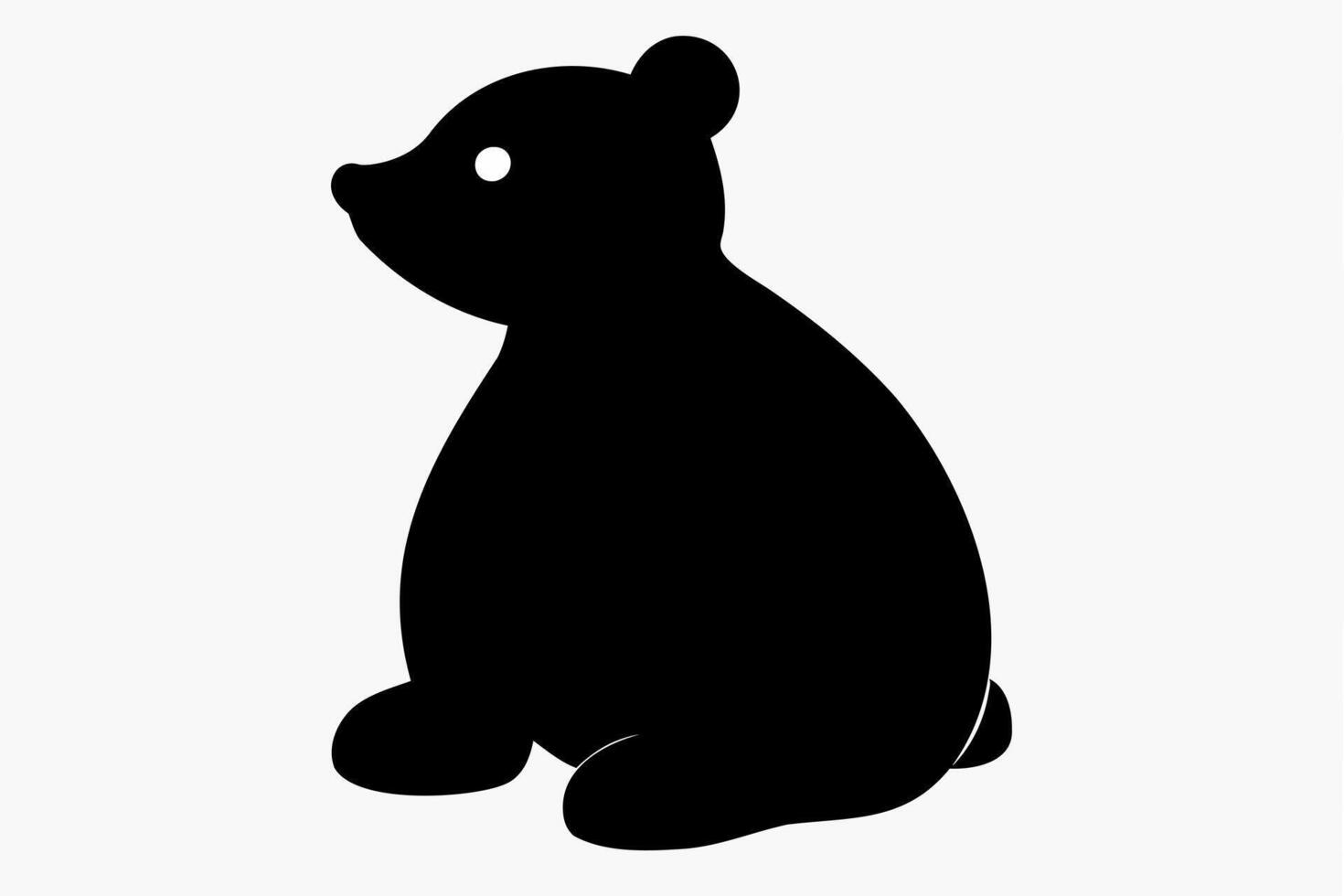 Black silhouette of toy bear in profile isolated on a white background. Cute baby plush bear. Concept of kids toys, childhood, fun, game, playtime, minimalist design. Print, icon, design element vector