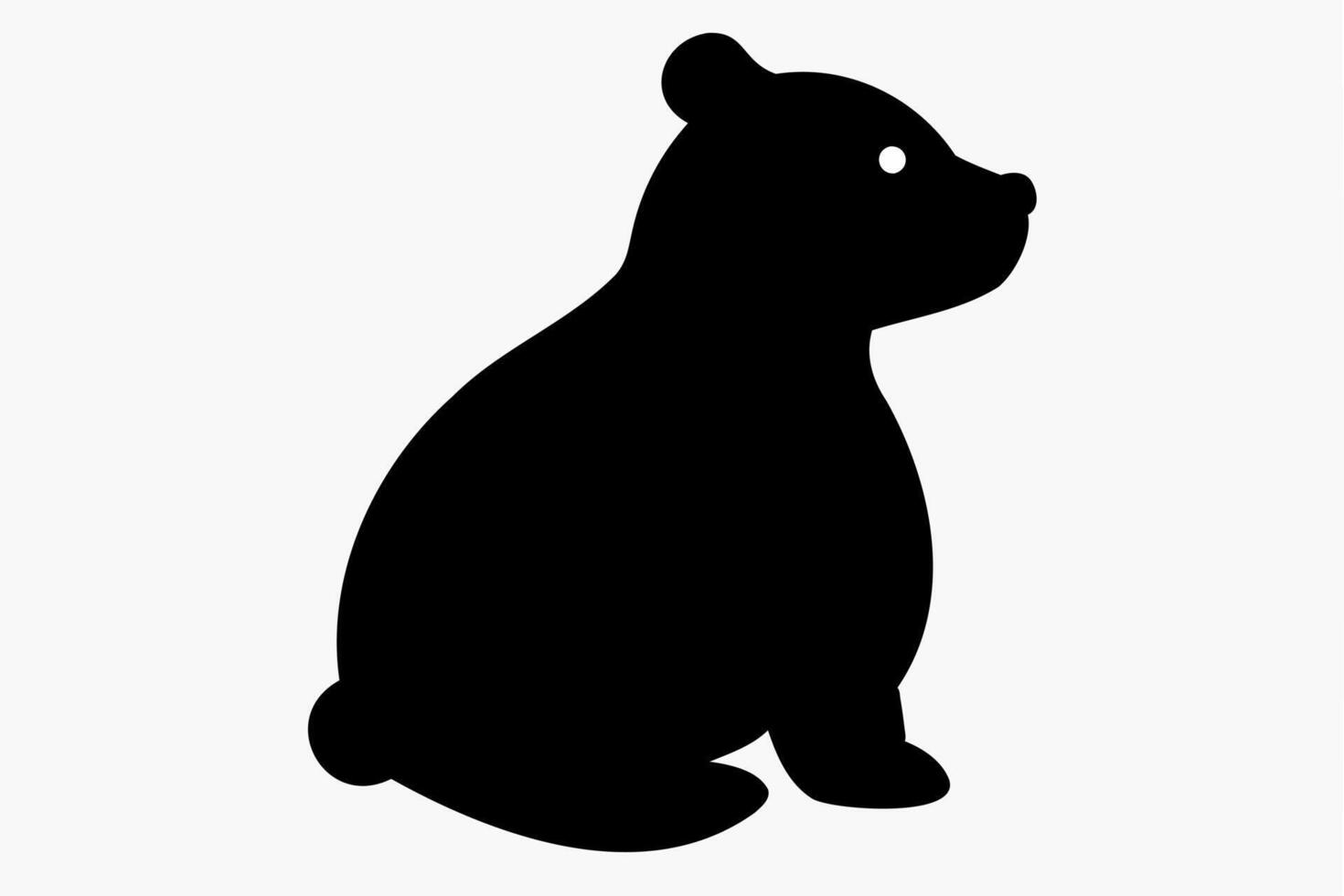 Black silhouette of toy bear in profile isolated on a white background. Cute baby plush bear. Concept of kids toys, childhood, fun, game, playtime, minimalist design. Print, icon, design element vector