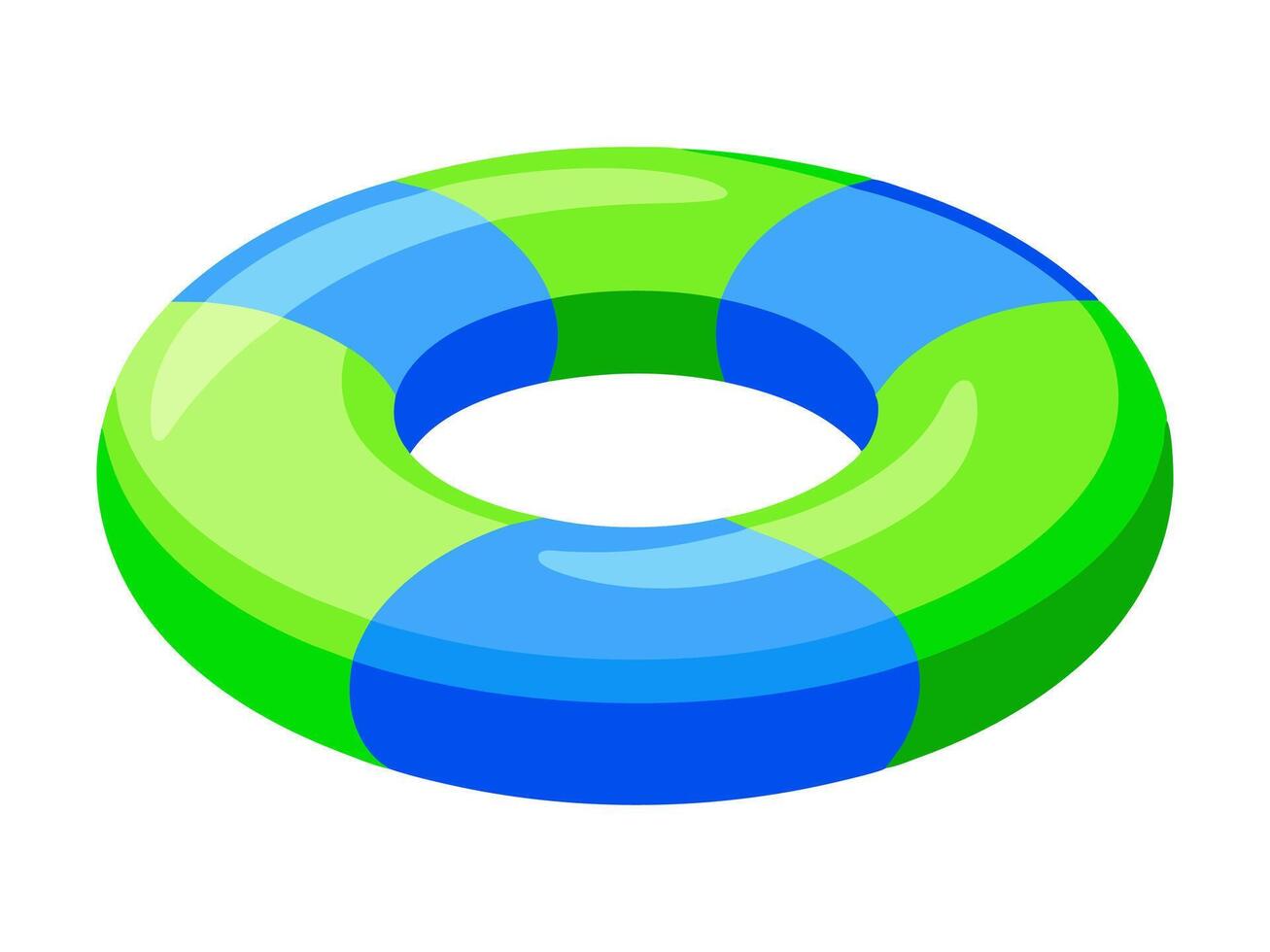 Brightly colored inflatable swim ring. Colorful float ring for summer swimming. Concept of summer, pool fun, vacation, water safety. Graphic art. Isolated on white background. Print, design element vector