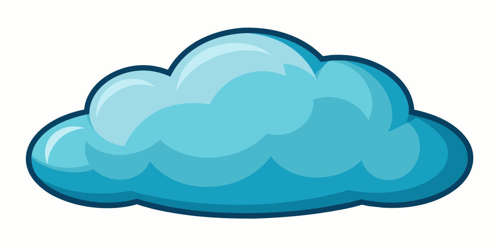 Cartoon blue cloud illustration with abstract design. Weather, sky, nature, art concept. Isolated on white background. vector